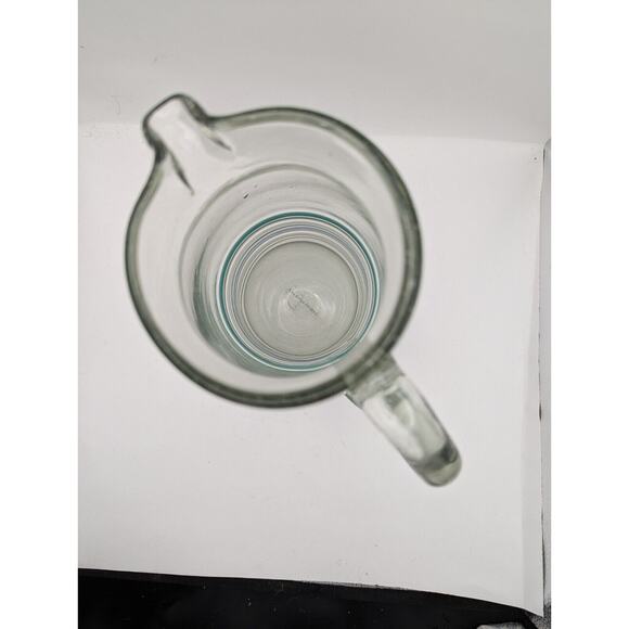 Anthropologie Hand Blown Art Glass Pitcher Blue and Green Stripes 9.5 Inches - Picture 4 of 6